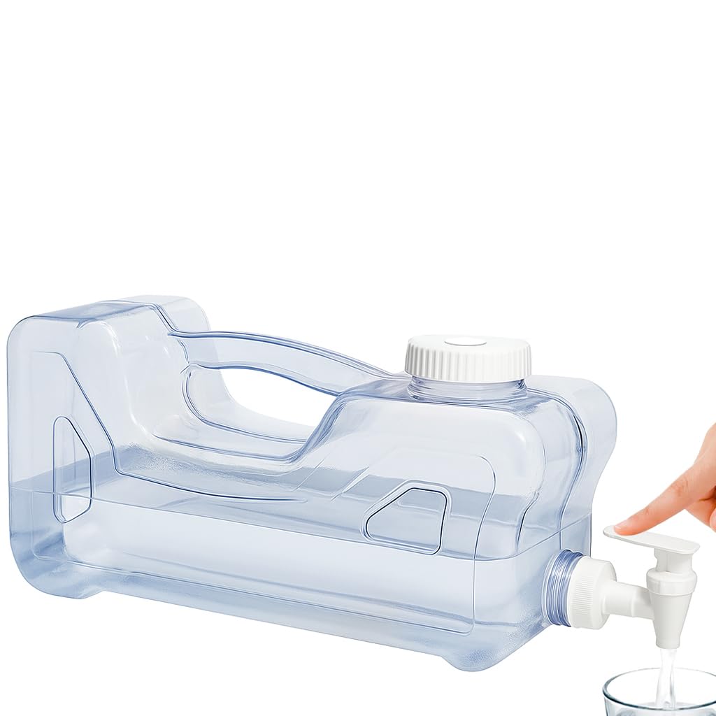 Dispensador de Agua para Nevera con Grifo y Asa, Garrafa de Plástico Transparente Reutilizable para Bebidas Frías, Dispensador Portátil Resistente y Libre de BPA, Capacidad de 3.8 Litros
