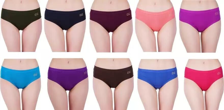 Women Comfortable Pure Cotton Panties (_Solid-38-L Pack of 10) Multicolour-image-9