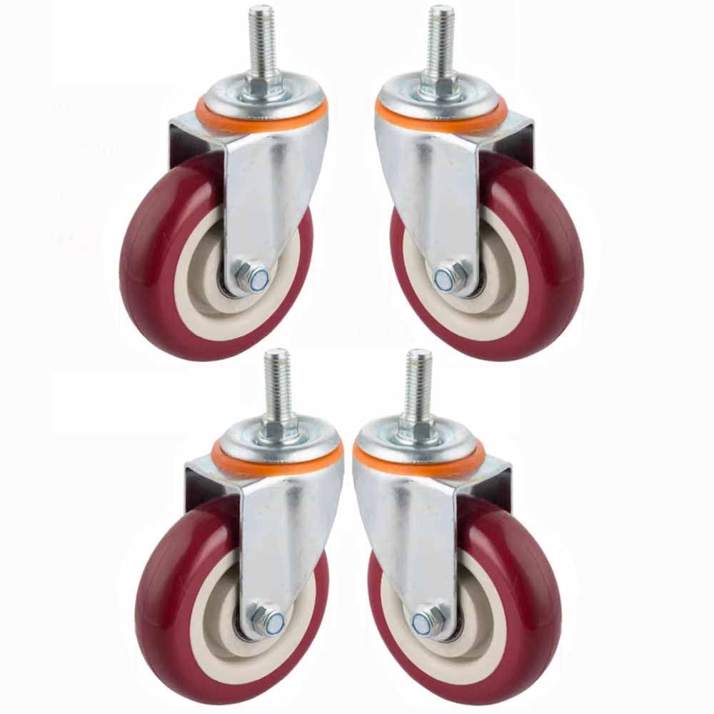 Roulettes pivotantes M16 de 3 et 4 pouces en PU pour établi