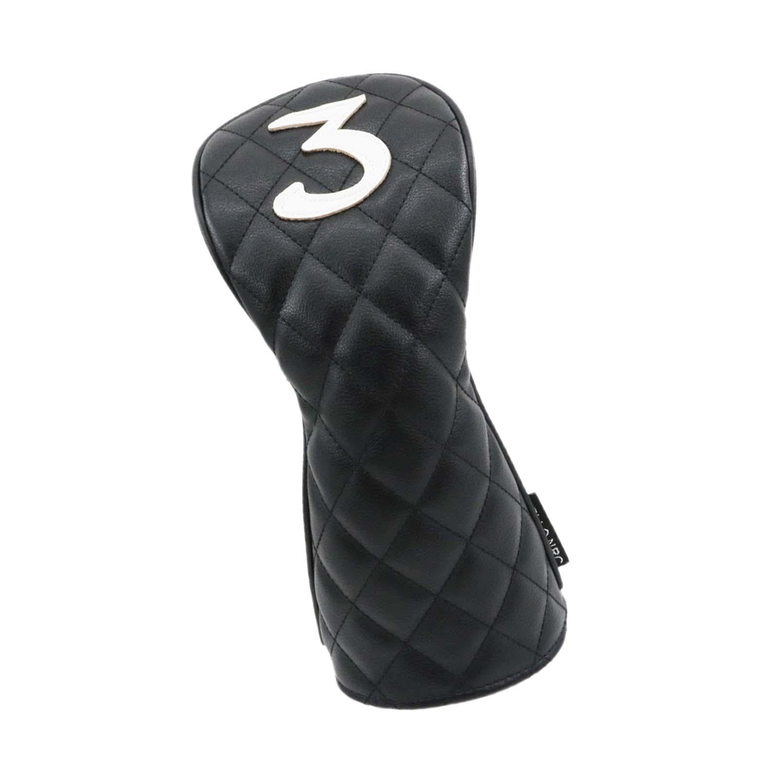 Perfeclan Golf Wood Headcover Protector Portable Premium Golf Club Cover Golfer Gift Golf Wood Head Cover for Men Women Outdoor Sports, Black, Number 3