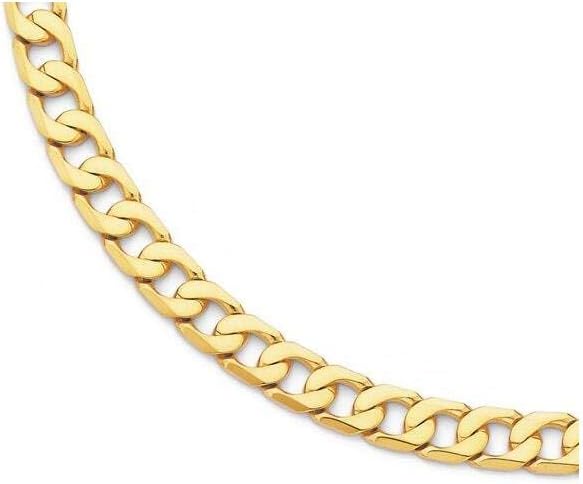 Blue Apple Co. 7.5MM Yellow Tone Flat Curb Chain .925 Solid Sterling Silver Sizes 8-30"
