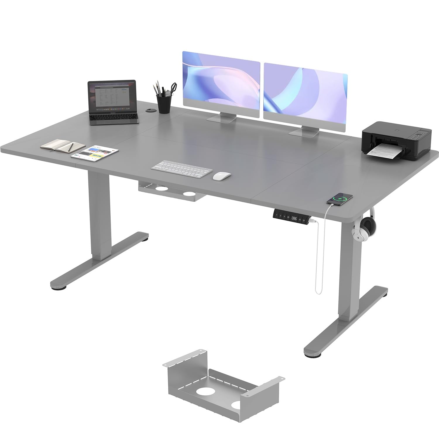 TRIUMPHKEY Escritorio Elevable Eléctrico 180×80cm con Puerto de Carga USB, 3 Alturas de Memoria, Escritorio Regulable en Altura 72-119cm Escritorio para Computadora para Oficina
