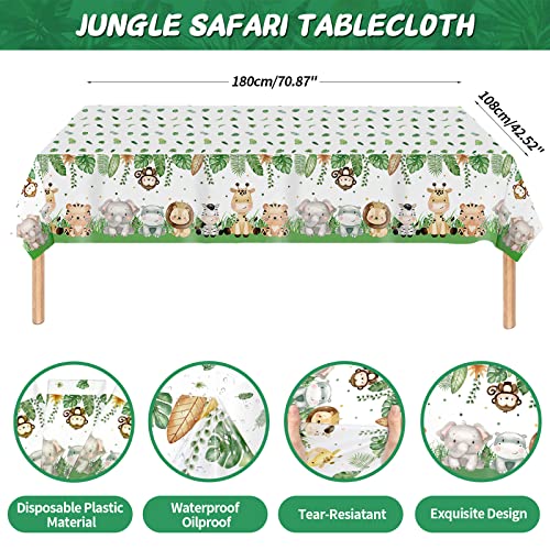 Two Wild Birthday Decorations Boys - 106Pcs Second Birthday Party Supplies, Jungle Safari Balloon Arch/ Garland Kit, Two Wild Backdrop, Tablecloth, Latex Balloons, Animmal Balloons, Leaves #TOP3