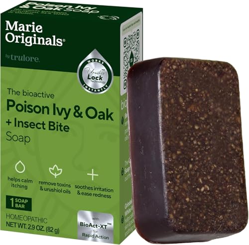 Image of Marie Originals Poison Ivy Soap Bar | All Natural Poison Ivy Treatment | Anti-Itch Skin Cleanser Bar Wash for Poison Ivy, Poison Oak & Sumac | Soothes & Relieves Rashes | 2.9 Ounces