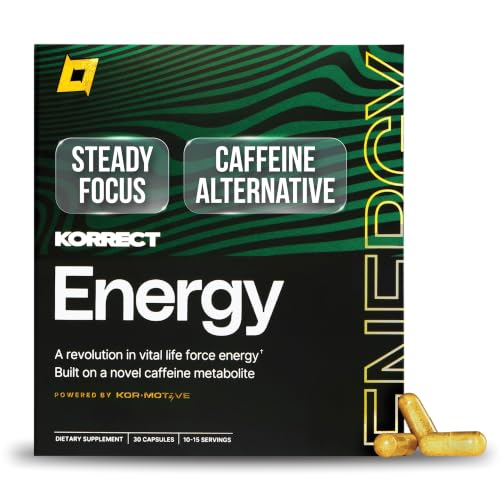 Image of Korrect Energy Paraxanthine Capsules, Caffeine Alternative, 30 Ct | Energy Supplement Supporting Focus, Mental Clarity, Sustained Energy, Caffeine Alternative, Vegan, Gluten Free, Non-GMO