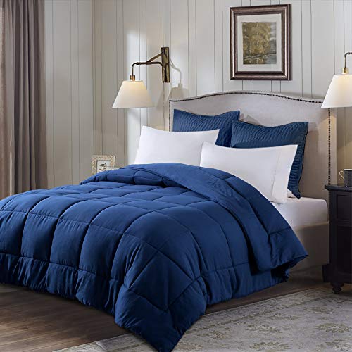 EVOLIVE Pre-Washed All Season Down Alternative Comforter, Twin (Navy)
