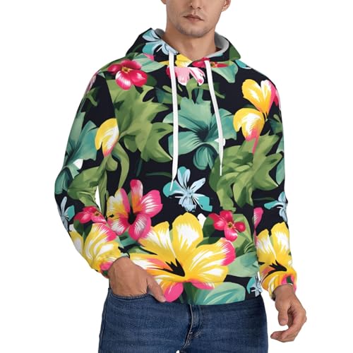Sweat à capuche imprimé floral pour homme idéal pour la salle de sport