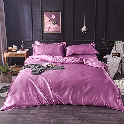 Ultra Soft Silk Satin 1-Peice Comforter with Microfiber Filling Duvet Insert(Twin/Twin XL,Magenta)