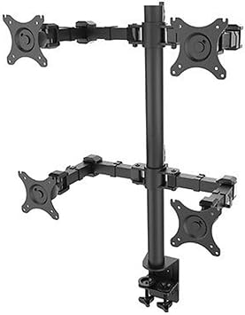 Quad LCD Monitor Stand, 4 Monitor Bracket Fits Heavy Duty Monitor Up to 30inch, Full Adjustable Desk Mount Holds Up to 22 Lbs per Arm, Black Monitor Arms Stand