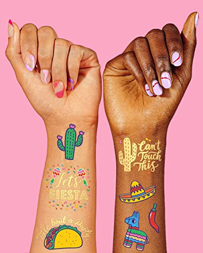 Xo, Fetti Fiesta Party Supplies Metallic Tattoos - 40 Styles | Cinco De Mayo Decorations, Final Fiesta Bachelorette + Mexican Decor #TOP5