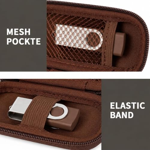 Image of USB Flash Drive Case, SD Card /Thumb Drive /Memory Cards Holder, Bag Only | SDXC /SDHC Storage, Electronic Accessories Organizer for SanDisk / for Samsung, for Students /IT /Office /School /Travel, D-Brown