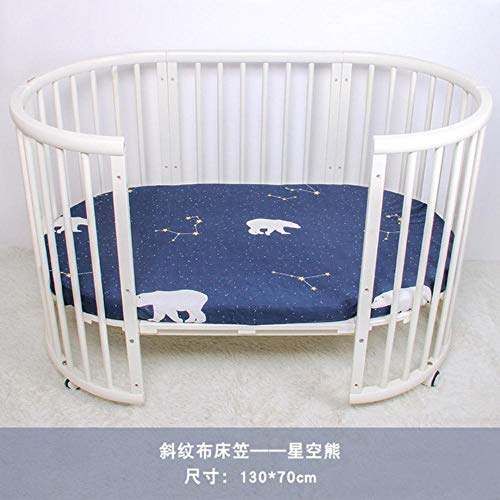 PENVEAT Lenzuolo 100% Cotone Culla Lenzuolo con Angoli Morbido Lettino Coprimaterasso Protezione Cartoon Biancheria da Letto per Neonato Lettino Taglia 130 * 70 cm, M