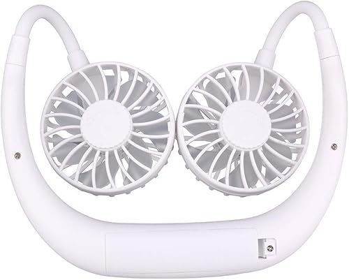 Miniatura 1 de Banda para el cuello recargable USB portátil Cuello perezoso colgante doble ventilador de refrigeración Ventilador personal (blanco)