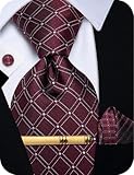 Matériau de haute qualité : la cravate à carreaux bordeaux pour homme est fabriquée en 1400 points tissés. Le tissu de qualité supérieure est soyeux, doux et confortable. Doublure de haute qualité qui rend les cravates en soie anti-plis et faciles à nouer