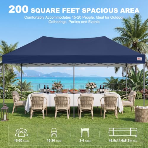 Image of MASTERCANOPY 10x20 Durable Pop Up Canopy Tent with Roller Bag, Navy Blue