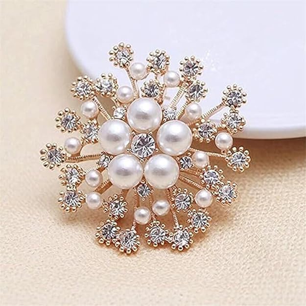Azcona pearl crystal snowflake flower design brooch pin badge fashionable charming dress scarves shawl clip clothes bags decoration jewelry gift for women girls-image-49