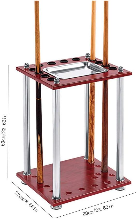 12-Hole Freestanding Pool Cues Solid Wood Bracket,Vertical Floor-Standing Cue Rack,Billiards Rack 1 / Wine red / 60x22x60cm (Wine Red 60x22x60cm)