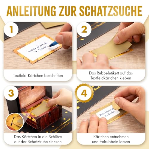 BASICBIRD Gutschein zum Selberausfüllen als PopUp Schatztruhe, Gutschein Karte Geburtstag mit Rubbelkarte, Gutscheine zum selber ausfüllen, Gutscheinkarten zum selbstausfüllen, Geburtstage, Geschenke
