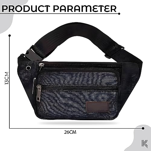 Image of Kraptick Premium Unisex Waist Bag for Men and Women - Stylish Fanny Pack, Hip Bag, Travel Money Belt (Canvas Black)