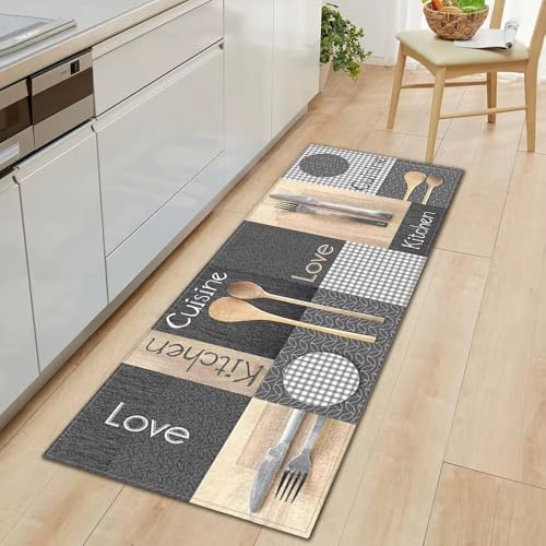 Image of Yagzon Non-Slip Kitchen Floor Mats, Water Absorbent, Rugs,Standing Rubber Mats for Kitchen, Office, Sink and Laundry Room, Abstract (Pack of 2)