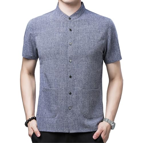 Chemise en lin homme col montant pour vos vacances et sorties décontractées en été