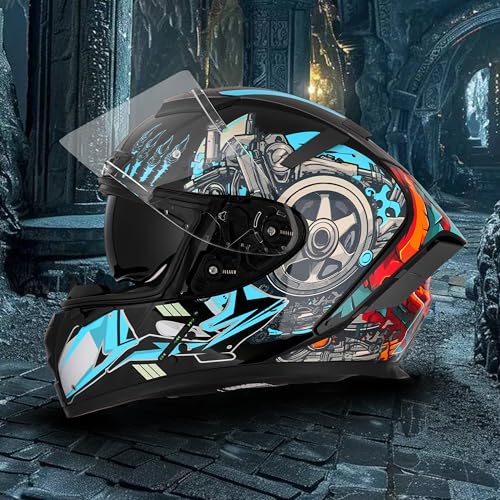 Image of Steelbird SBH-32 Trickster Bluetooth ISI and Dot Certified Full Face Helmet for Men and Women with Inner Smoke Sun Shield