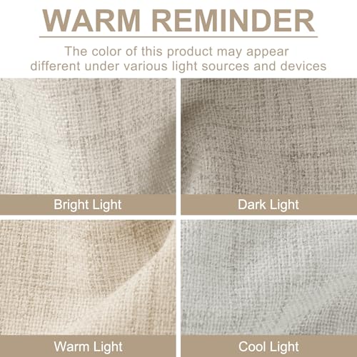 Image of 100% Blackout Shield Linen Blackout Curtains for Bedroom 108 Inches Long, Back Tab /Rod Pocket Living Room Drapes, Thermal Insulated Blackout Curtains 2 Panels Set, 50 inch W x 108 inch L,Cream