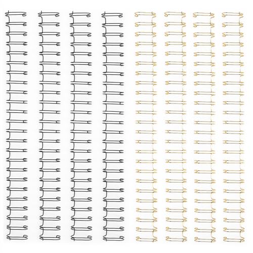 Vaessen Creative Espirales para Encuadernación Metálicas 2:1 Negro & Dorado - 8 Uds de 16 mm para la Encuadernadora Bind Easy - Gusanillos para Cuadernos, Agendas, Diarios y Álbumes