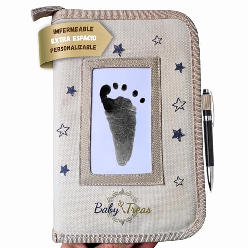BabyTreas Porta-documentos para bebé, porta-documentos para bebé, como organizador materno com vários compartimentos, bolso transparente e suporte de caneta esferográfica, fecho de correr - presente