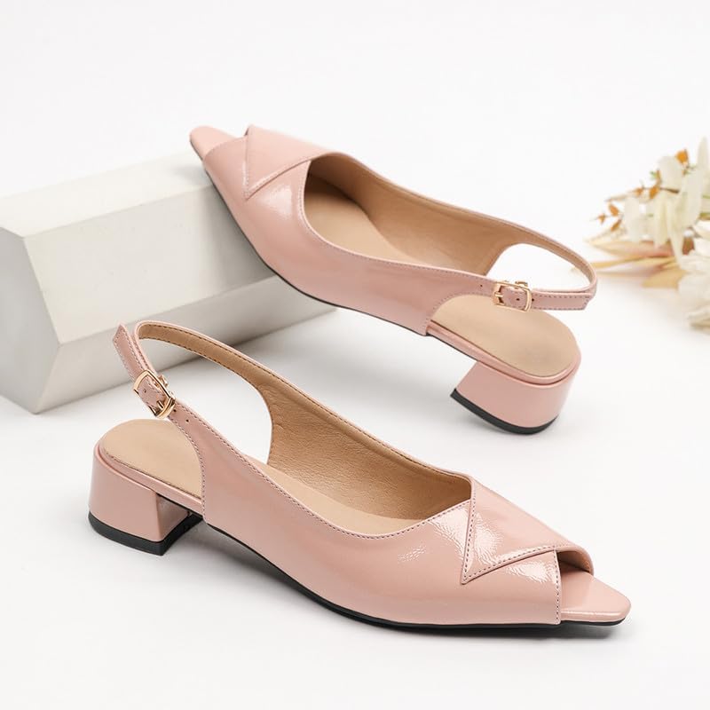 Women's Slingback Low Heels - Closed Toe Comfort