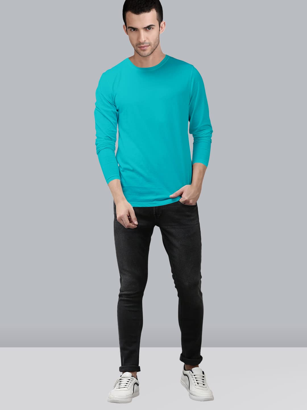 TVP Fashions Premium Plain Men Round Neck Full Sleeves Festive,Offer,Discount,Sale,Limited Edition, Trendy, Trending Tees and Tshirts. (LightBlue_Large) 1