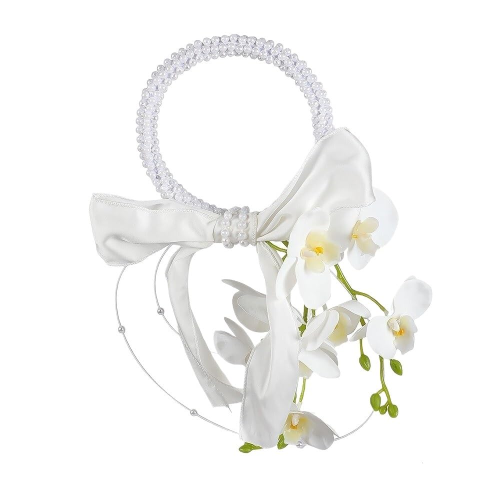 Huffa Whitebraceletflower[6102] Elegant Artificial Calla Lily Bridal Bouquet - White Wedding Proposal Prop For Brides(Whitebraceletflower[6102])