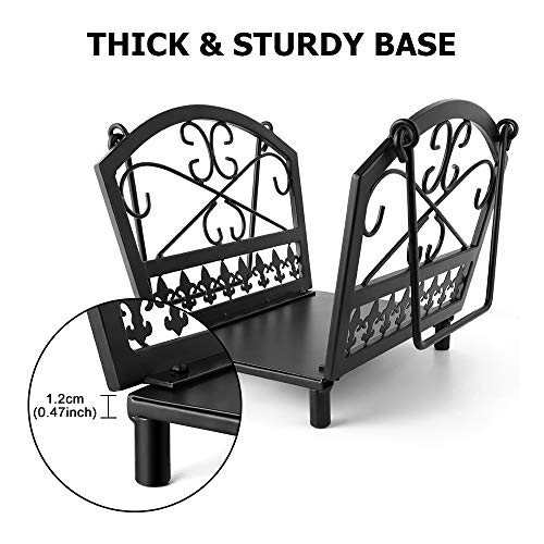 Amagabeli Garden Home Fireplace Log Rack Firewood Rack Indoor Outdoor Fireplace Log Holder 14.2 x 12.6 x 12.4inch Basket Handles Steel Wood Cradle Wood Stove Hearth Log Carrier Storage Holder Stand