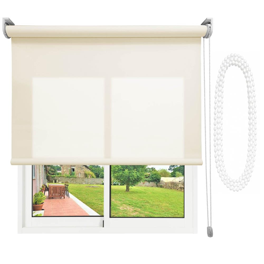 Estor Enrollable Translúcido Karina Premium con Cadena de Repuesto. Paso de la luz, impide la visión. Persiana para Ventanas. Medidas Ancho X Alto. Color Beige Oscurecedor. Medida 150x160 cm