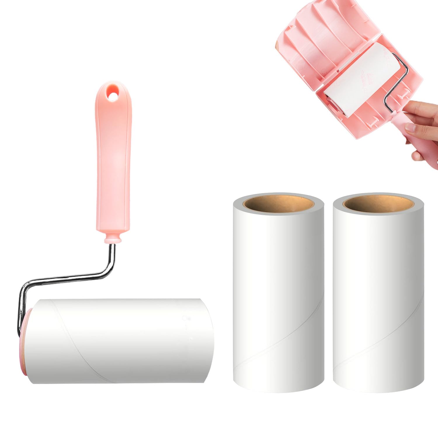 Lint Roller Remover with 180 Sheets, Pet Hair Remover Extra Sticky Roller Hair Dust Remover for Clothes, Furniture, Travel Household 1 Handle+3