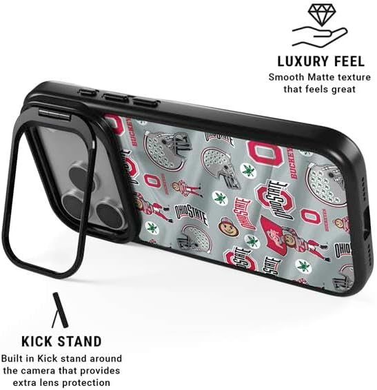 Skinit Kickstand Phone Case Compatible with iPhone 17 Pro Max - Officially Licensed Ohio State University Pattern Design