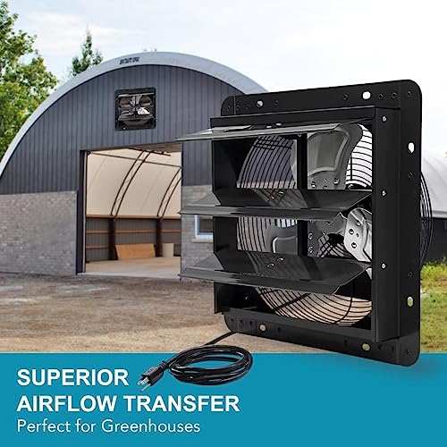 image for VENTISOL 14 Inch Shutter Exhaust Fan Wall Mounted, Aluminum Blades, wi