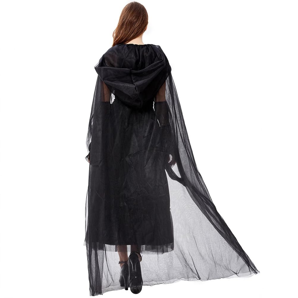 Disfraz De Halloween para Mujer, Vestido De La Parca Bruja Demonio Vampiro Accesorios De Cosplay