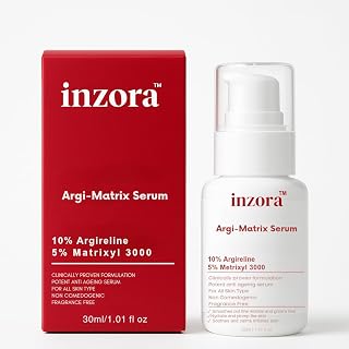 Inzora Argi Matrix Serum, Peptide Complex with 10% Argireline, 5% Matrixyl 3000 and Hyaluronic Acid, Helps to Smooth Look ... Price In India