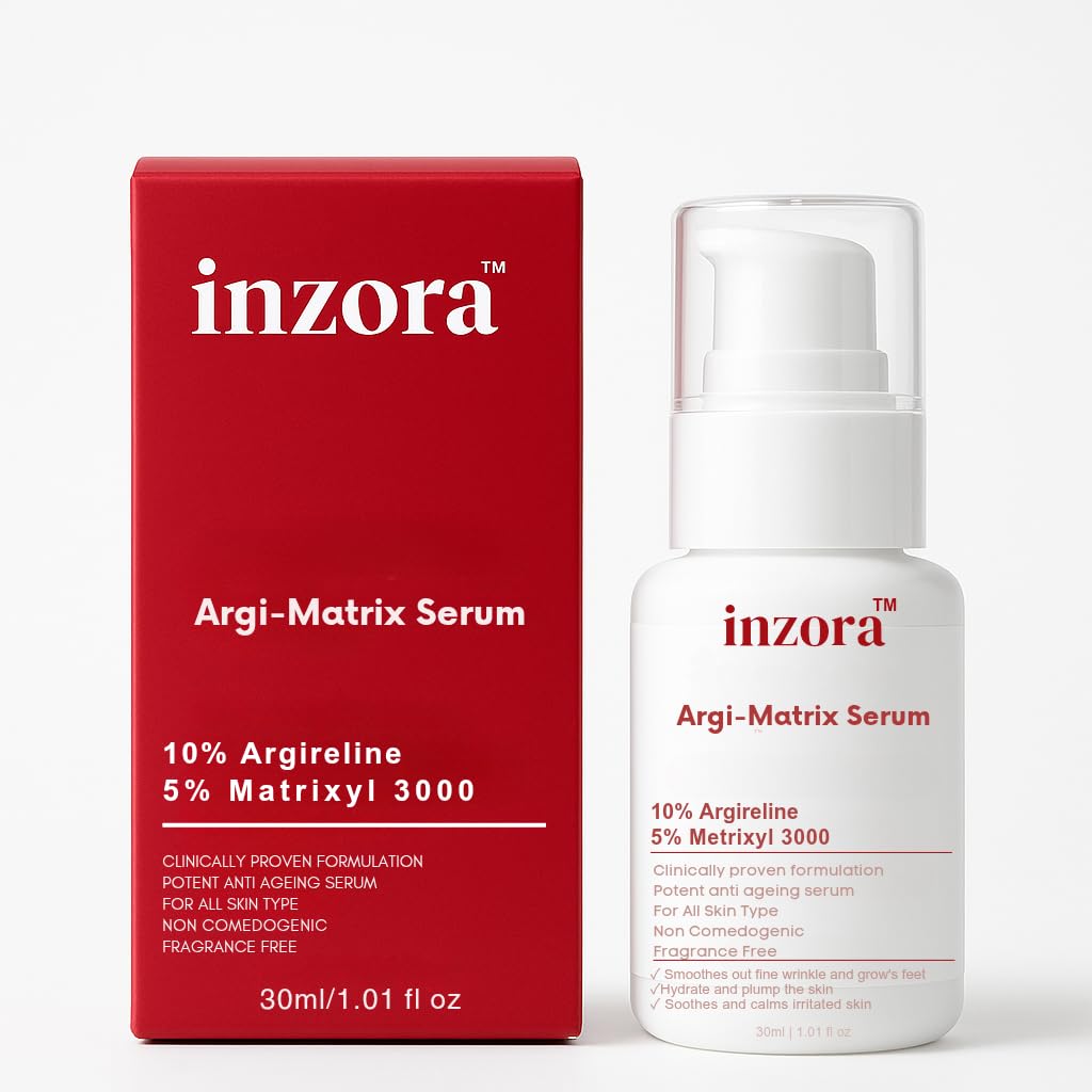 Inzora Argi Matrix Serum, Peptide Complex with 10% Argireline, 5% Matrixyl 3000 and Hyaluronic Acid, Helps to Smooth Look ...