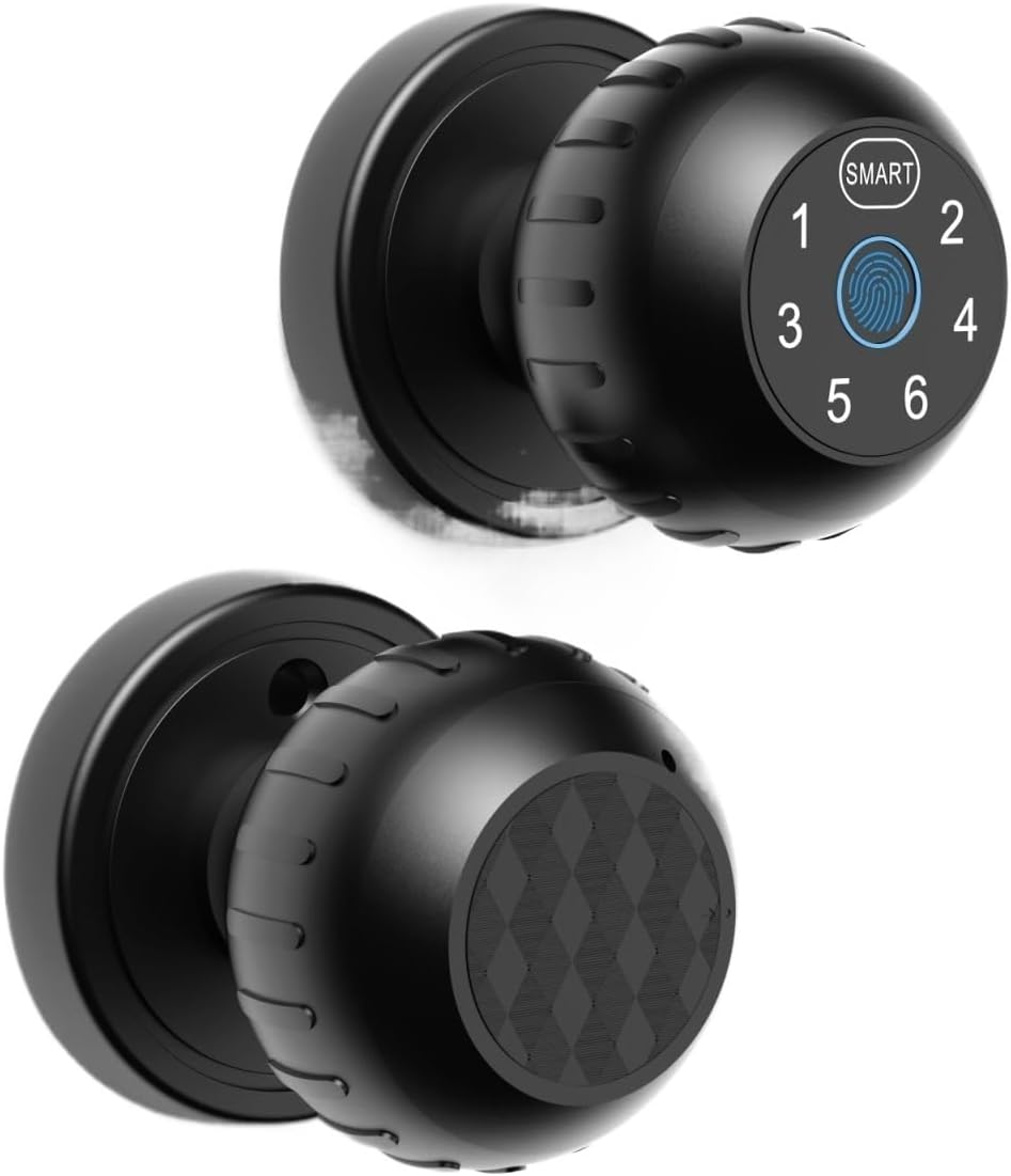 Viladepot 2PCS Ball-Shaped Smart Lock Fingerprint Door Lock App Control Passcode Unlock Electronic Touchscreen Keypad