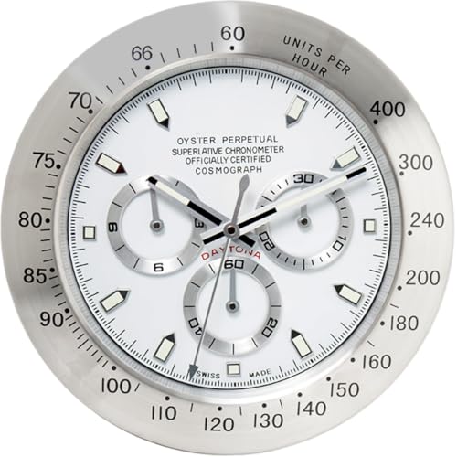 Kizare壁掛け時計 静音ラジオ 温度計と湿度計内蔵 リビングルームのインテリア リビングルーム、キッチン、オフィスに最適 (ホワイト&シルバーフレーム)