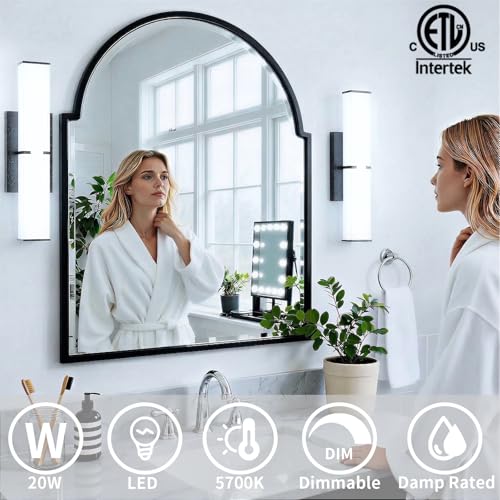 Image of Bathroom Light Fixtures: 40 Inch ETL Certified LED Bathroom Vanity Light 5000K Cool White 40W 3600LM - Modern Black Vanity Light Dimmable with Clear Shade - Bathroom Lighting Fixtures Over Mirror