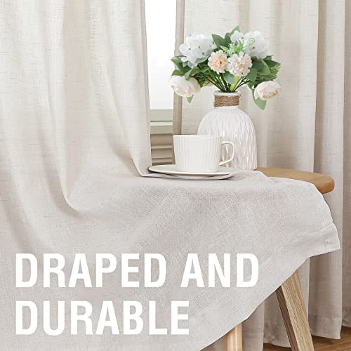 H.versailtex Natural Linen Curtains 84 Inches Long For Living Room 2 Panels Back Tab Loop Pocket Linen Textured Light Filtering Neutral Country Rustic Farmhouse Boho Curtain For Bedroom, Natural #TOP3