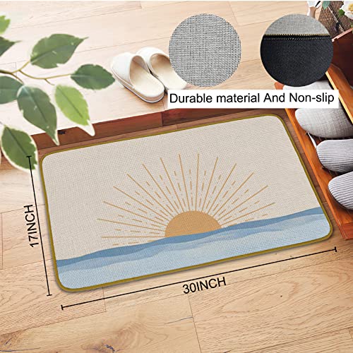 Burosev Boho Abstract Art Sun Sunset Nature Decorative Doormat, Bohemian Sea Sun Sunshine Floor Mat, Rustic Sunshine Farmhouse Decor For Home Indoor Outdoor Front Porch Door Mat (17 X 30 Inch) #TOP2
