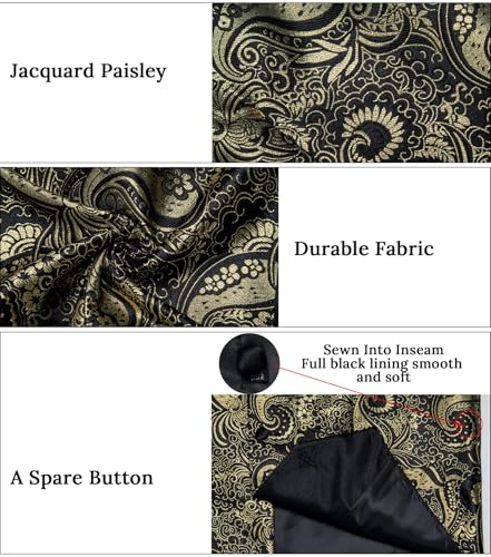 Image of DiBanGu Mens Paisley Suit Vest Silk Jacquard Waistcoat and Necktie Set Formal Shawl Collar Dress Vest 7PCS for Wedding Party