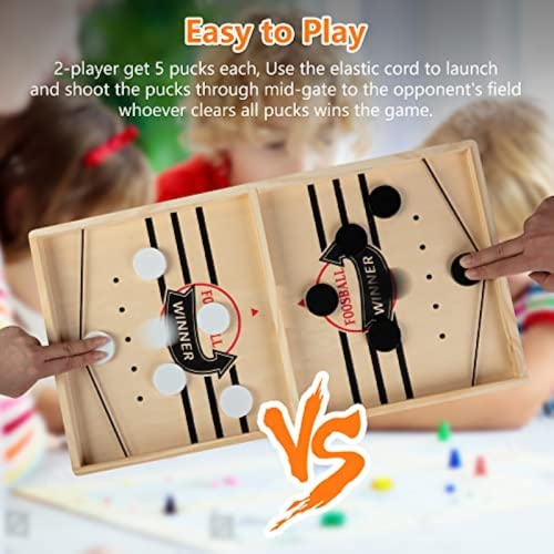 Auterco Large Size Fast Sling Puck Game Wooden Hockey Game, 22 Inch Slingshots Board Game, Foosball Winner Board Game For Kids Adults & Family Parent-Child Interactive Party Toy #TOP2