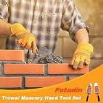 2 Pcs 6" Concrete Trowel, Carbon Steel Concrete Masonry Tools Set, Pointing & Gauging Masonry Hand Trowels with Soft Grip Handle Cement Trowel, Work Gloves Included