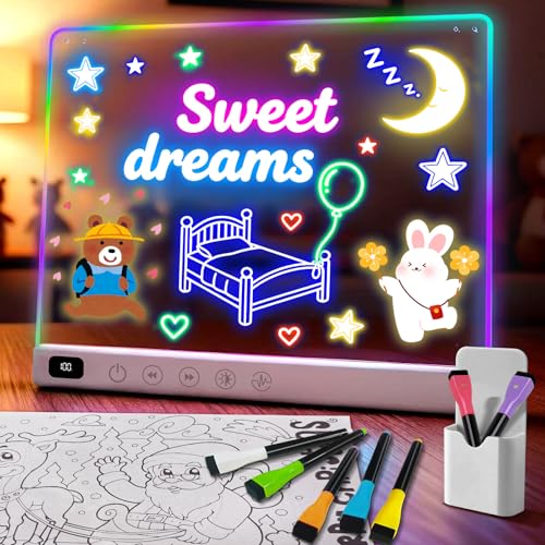 LED-Zeichenbrett mit 13 Lichtmodi, wiederaufladbare Zaubertafel für Kinder, beleuchtete Acryltafel für Kritzeleien, 35 x 25 cm (Z-7P)