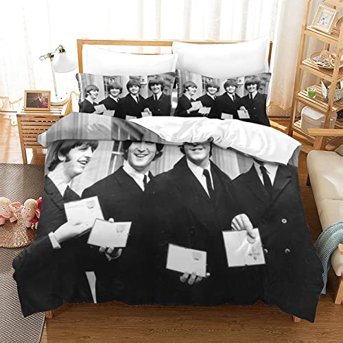 The Beatles Housse De Couette 3D Imprimé Parure De Lit Microfibre avec Fermeture Éclair, avec Taies d’oreiller pour La… - Les Beatles, Paul McCartney, John Lennon, RIngo Starr, George Harrison The Beatles Housse De Couette 3D Imprimé Parure De Lit Microfibre avec Fermeture Éclair, avec Taies d'oreiller pour La…